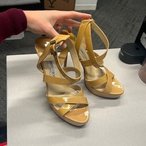 JIMMY CHOO BEIGE CRISS CROSS SANDALS